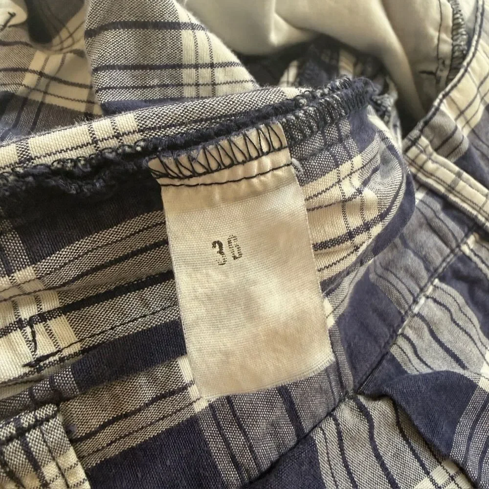 Polo Ralph Lauren Blue White Plaid Cotton Shorts Size 36 Vintage Men’s Golfwear